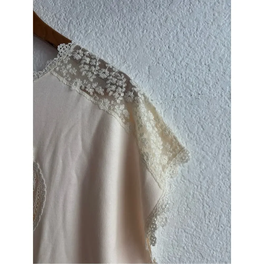 Vintage Verena Cream Lace Heart Nightshirt Night Gown Small